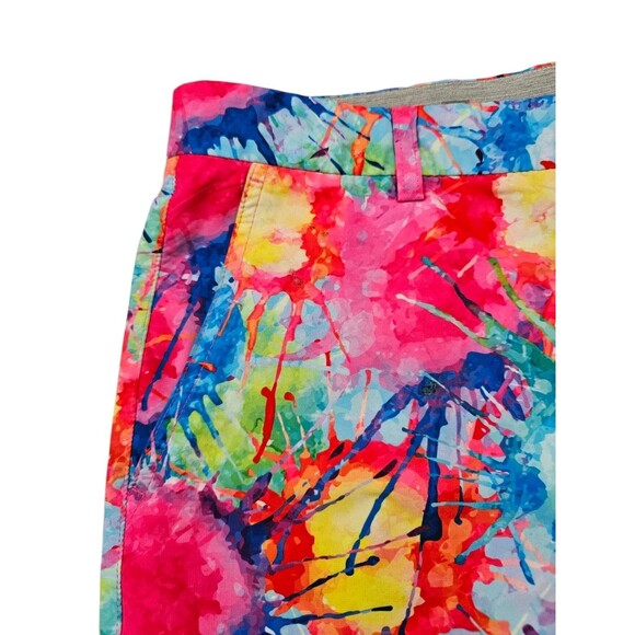 HRESKI Golf Shorts Mens 44 Colorful Splatter Loud Print Tech Performance Flex - Picture 8 of 14